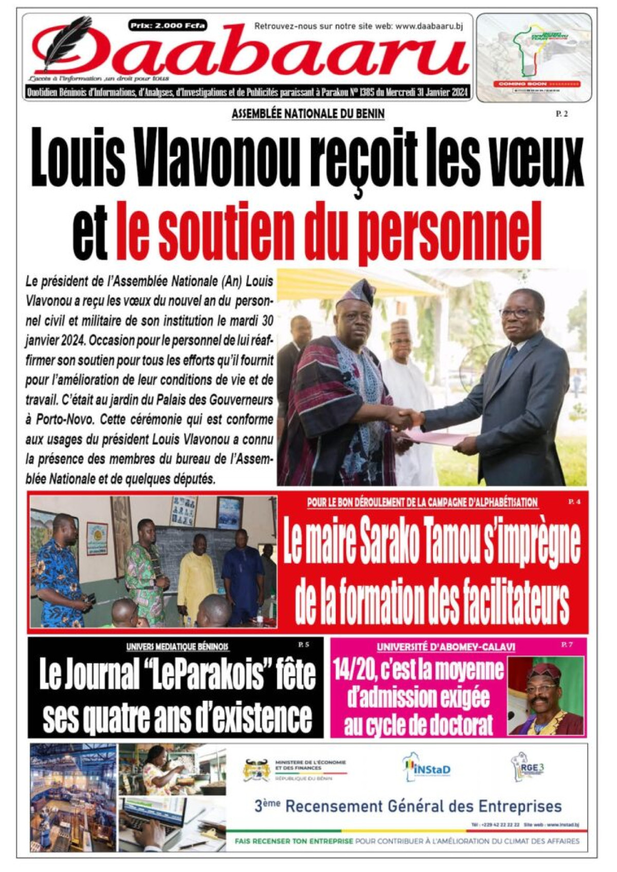 Parution du mercredi 31 janvier 2024