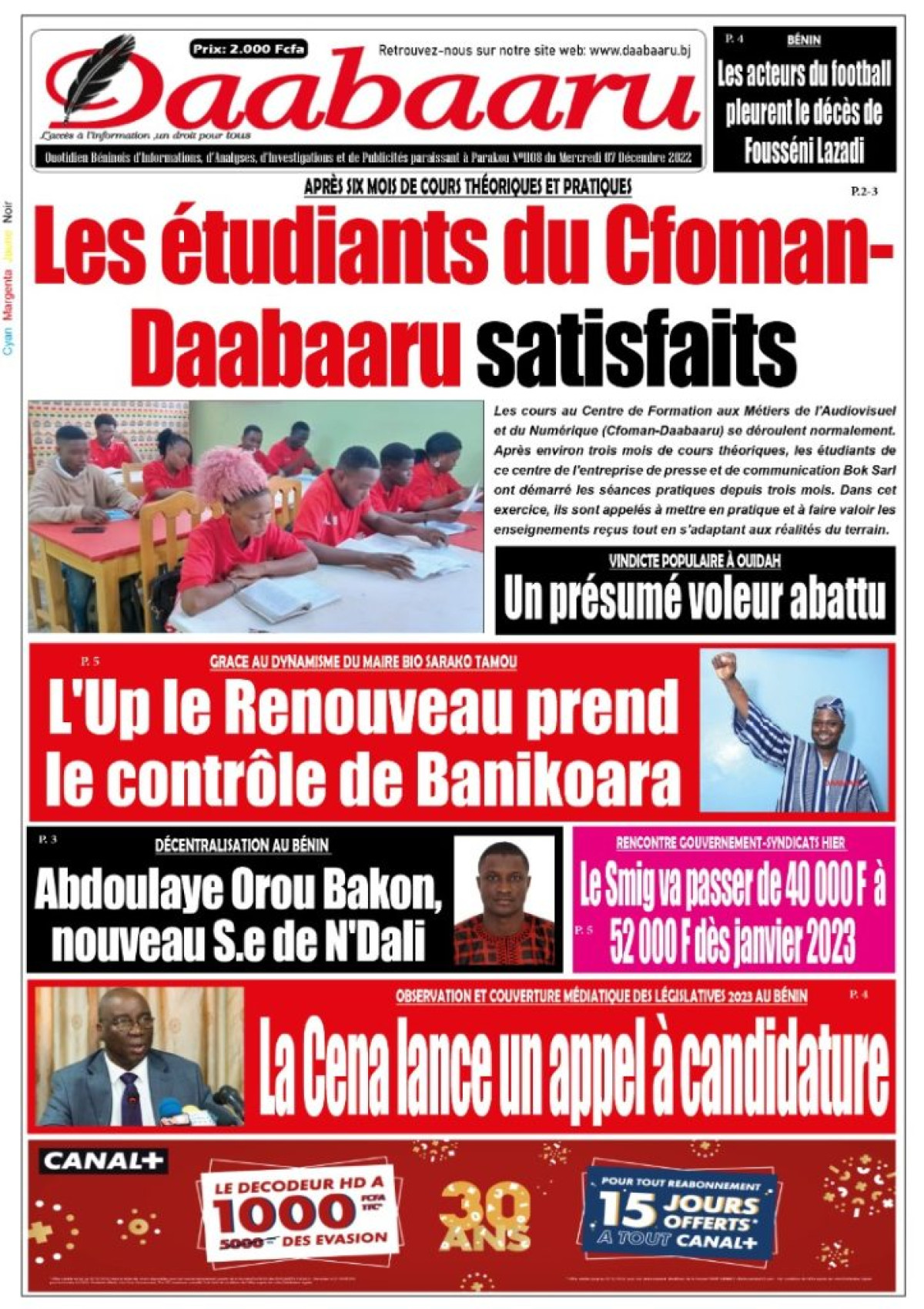 UNE DU MERCREDI 7 DÉCEMBRE 2022