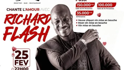 SOIRÉE « CHANTE L&rsquo;AMOUR AVEC RICHARD FLASH » À COTONOU : C&rsquo;est ce soir au Rooftop-Bar-Restaurant The Garden
