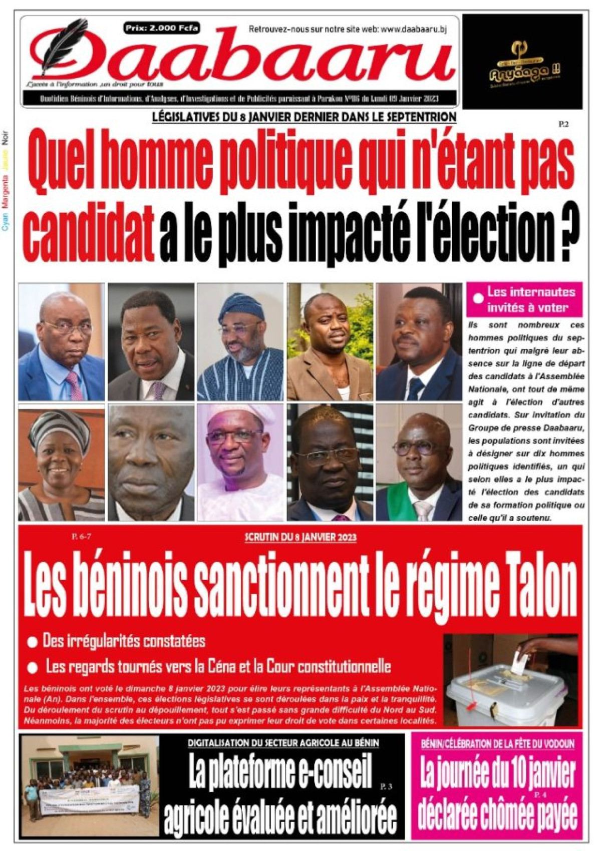 UNE DU LUNDI 9 JANVIER 2023