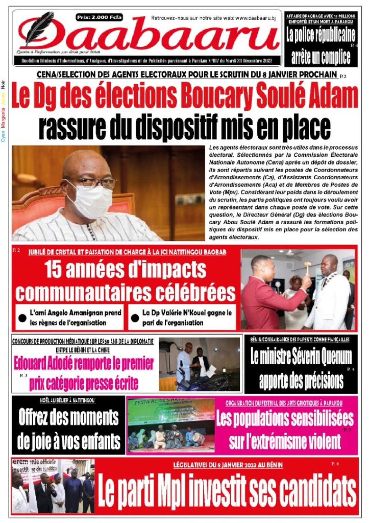 UNE DU MARDI 20 DÉCEMBRE 2022