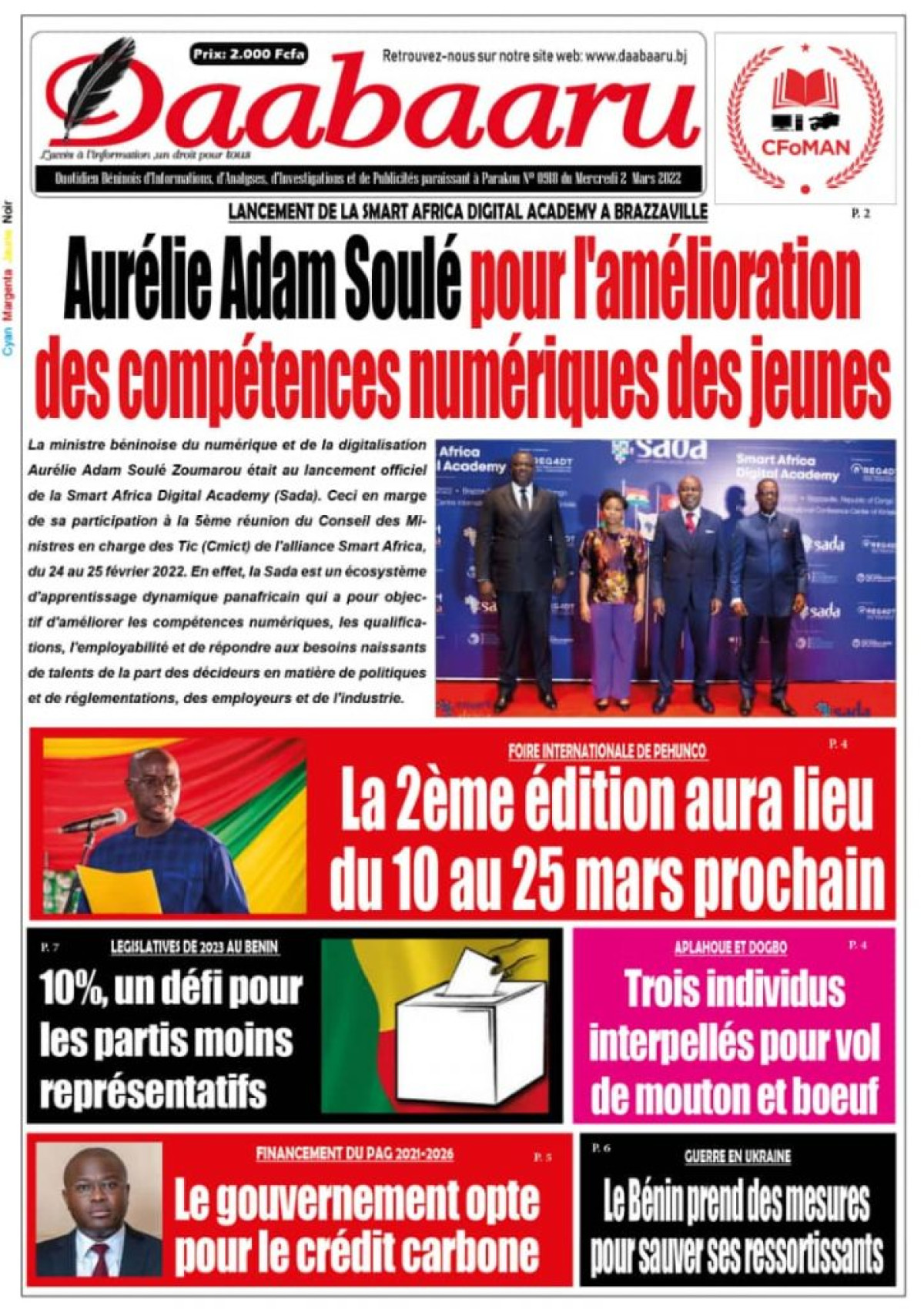 UNE DU MERCREDI 2 MARS 2022