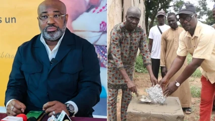 FIDÈLE À SON ENGAGEMENT DANS LE SECTEUR ÉDUCATIF BÉNINOIS : Richard Boni Ouorou vole au secours des acteurs de l&rsquo;Epp Damambou à Parakou . Il offre un module de salles de classes dont la construction démarre aujourd&rsquo;hui