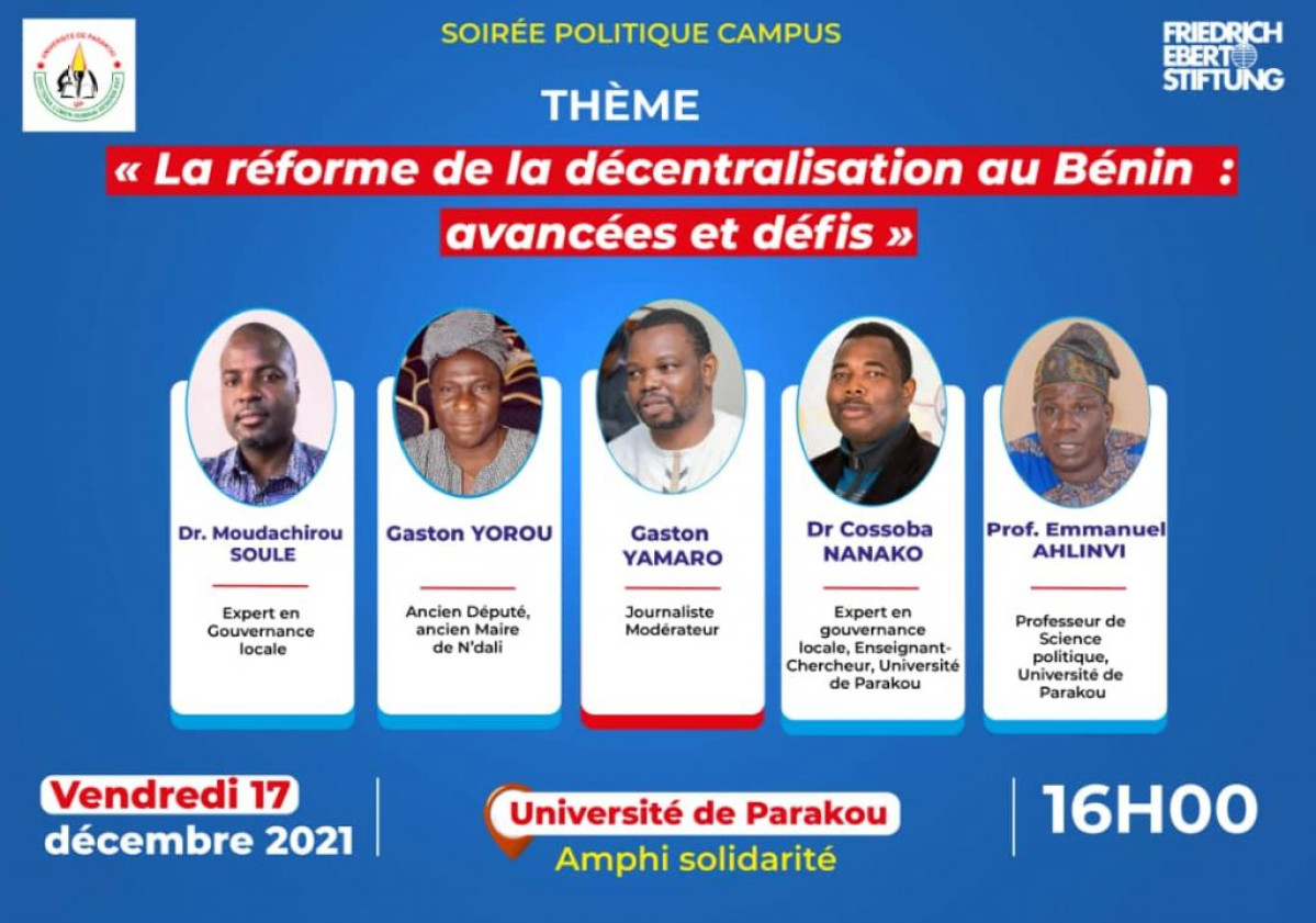 SOIRÉE POLITIQUE CAMPUS :  La réforme de la décentralisation au Bénin en débat cet après midi à Parakou
