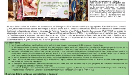 DEUXIÈME SESSION ORDINAIRE DE L&rsquo;ANCB :  L&rsquo;Adecob apporte sa contribution pour une meilleure gestion du foncier  . Voir les grands constats, et recommandations collégiales exprimées lors de la session