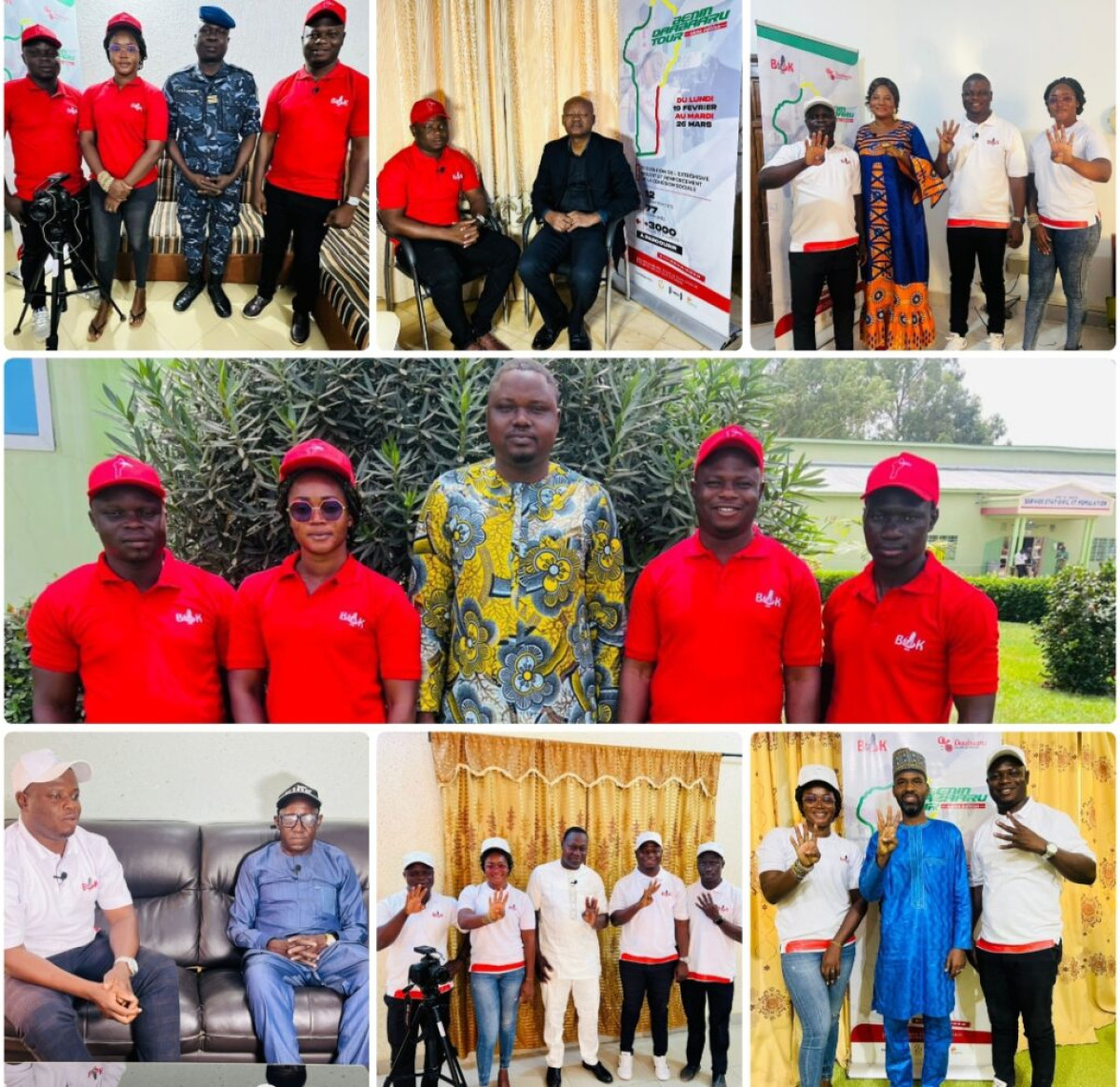 APRÈS 2 SEMAINES :  Bénin Daabaaru Tour 4 a déjà parcouru 22 communes   . 14 entretiens, 2 grands reportages et 2 émissions réalisés   . Avec engagement et dévouement, l&rsquo;équipe de Bok continue le périple 