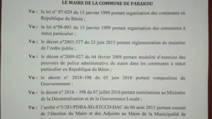 POUR LA PRESERVATION DE LA PAIX A PARAKOU : Toko interdit les manifestations à caractère revendicatif