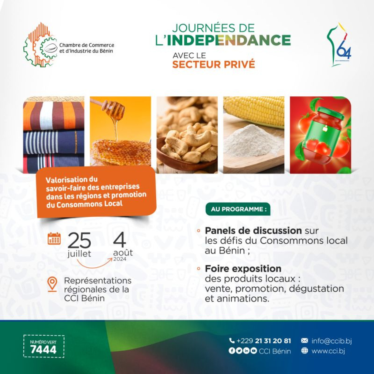 1ERE ÉDITION DES JOURNEES DE L&rsquo;INDÉPENDANCE AVEC LE SECTEUR PRIVÉ : La Cci Bénin pour la valorisation du savoir-faire local  . Le Vp Ask aux manettes pour une organisation parfaite à Parakou