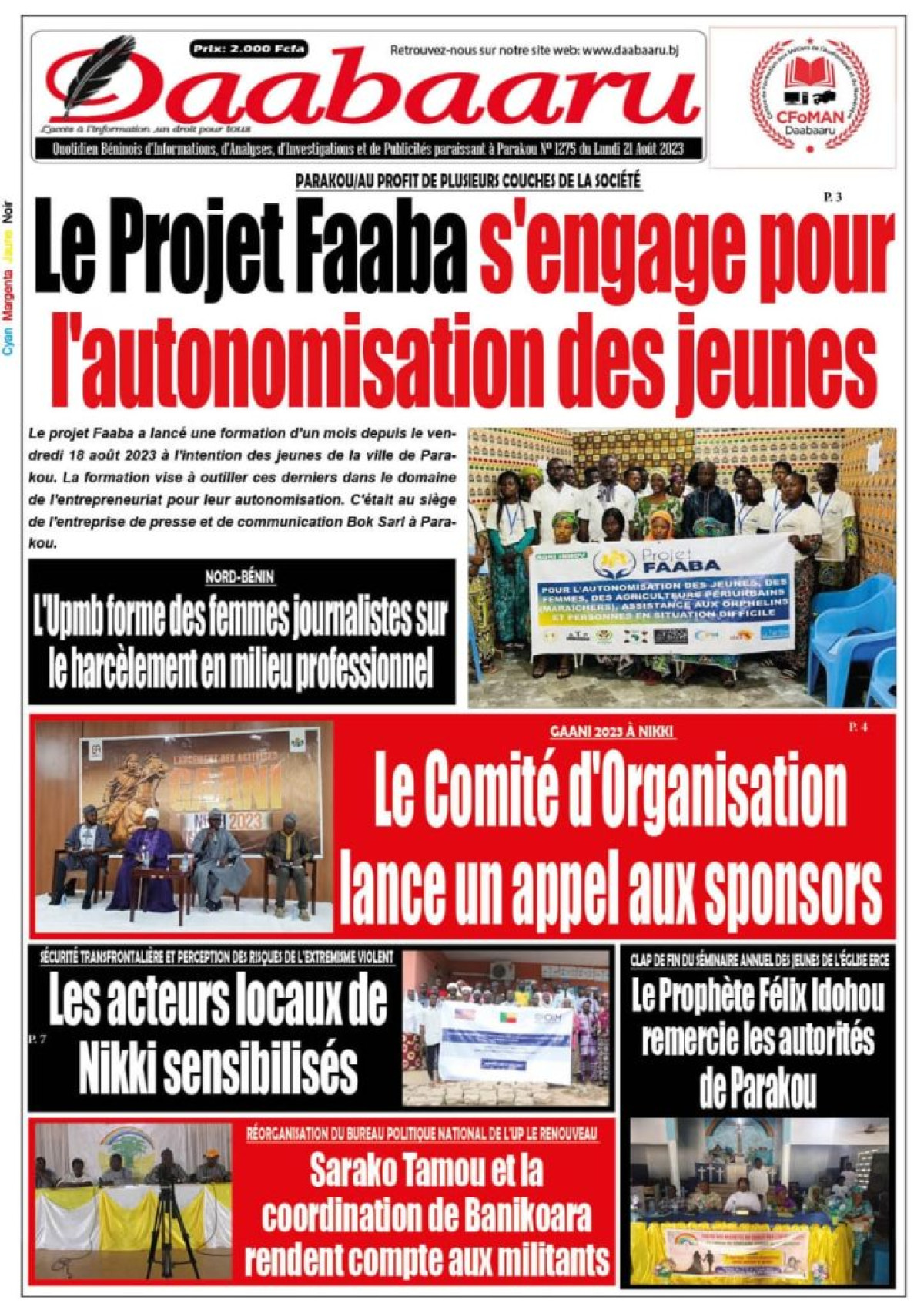 UNE DU LUNDI 21 AOÛT 2023