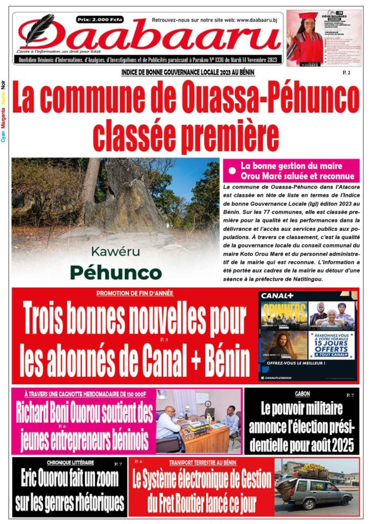 UNE DU MARDI 14 NOVEMBRE 2023