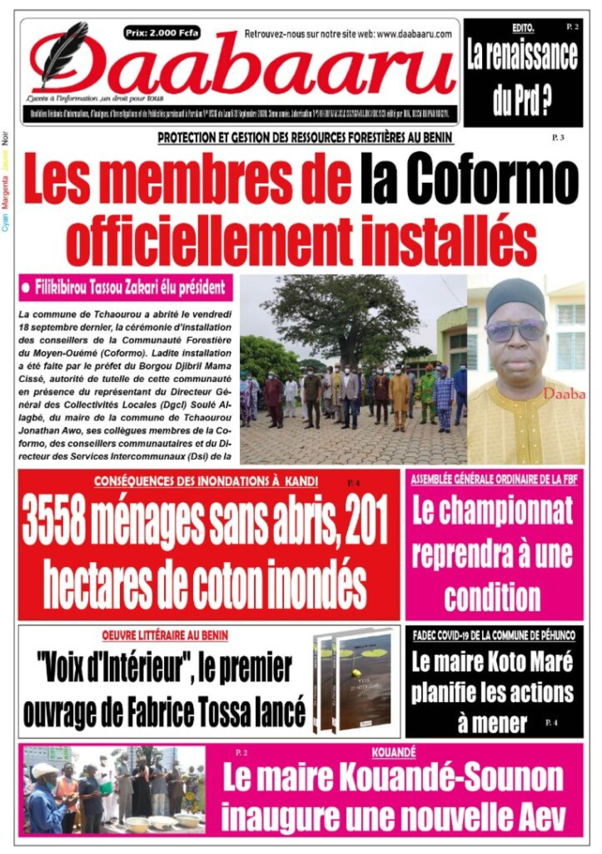 Parution du lundi 21 septembre 2020