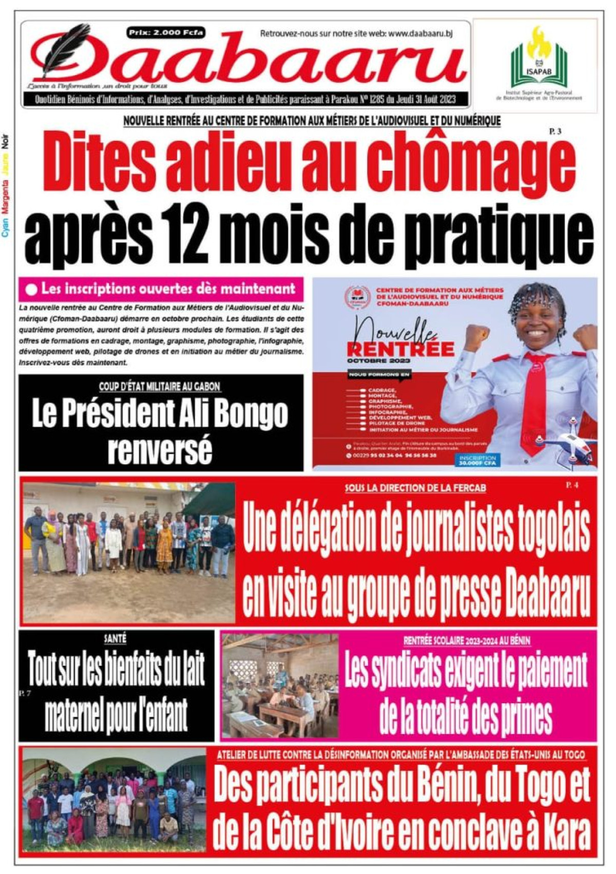 UNE DU JEUDI 31 AOÛT 2023