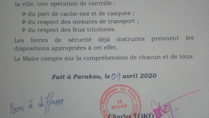 LUTTE CONTRE LA PROPAGATION DU COVID-19 : L&rsquo;opération de contrôle du port de cache-nez démarre bientôt à Parakou