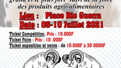 CONCOURS DU MOUTON LE PLUS FORT ET FOIRE DES PRODUITS AGRO-ALIMENTAIRES : L&rsquo;initiative inédite émane du Réseau Ousmane Traoré . C’est du 5 au 10 juillet prochains