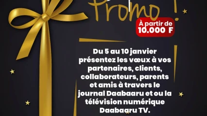 NOUVEL AN 2020 : Avec 10.000f, présentez vos vœux à travers le groupe de presse Daabaaru  .La société de presse et de communication Bok Sarl toujours proche de ses clients et partenaires.