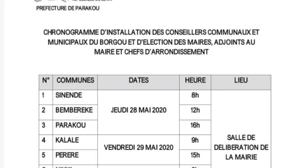 BÉNIN :  Chronogramme de l&rsquo;élection des maires dans le Borgou