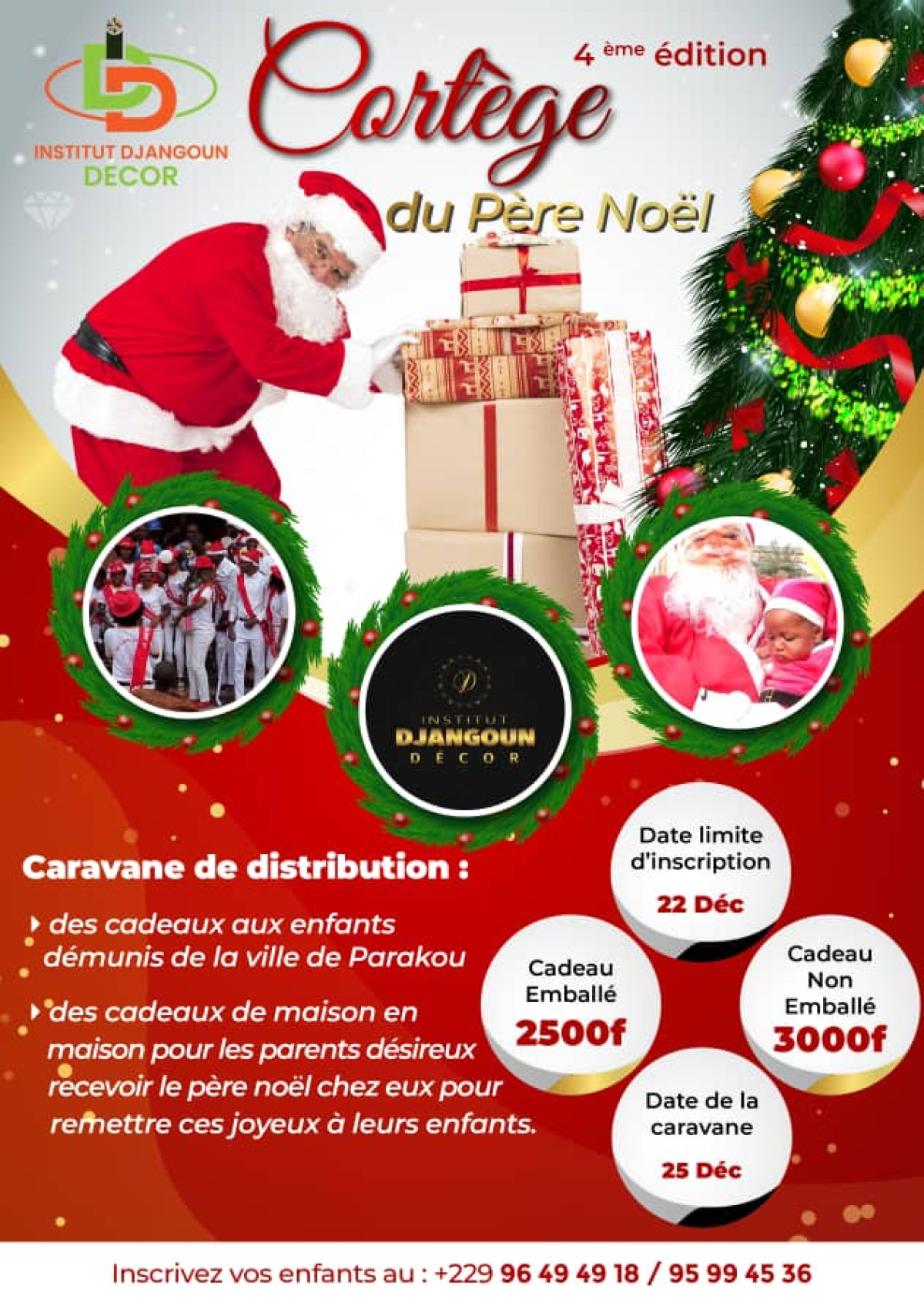 4E EDITION DU CORTEGE  DE PERE NOEL A PARAKOU : L’Institut Djangoun Décor célèbre les enfants le 25 décembre prochain
