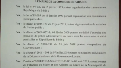 POUR LA PRESERVATION DE LA PAIX A PARAKOU : Toko interdit les manifestations à caractère revendicatif