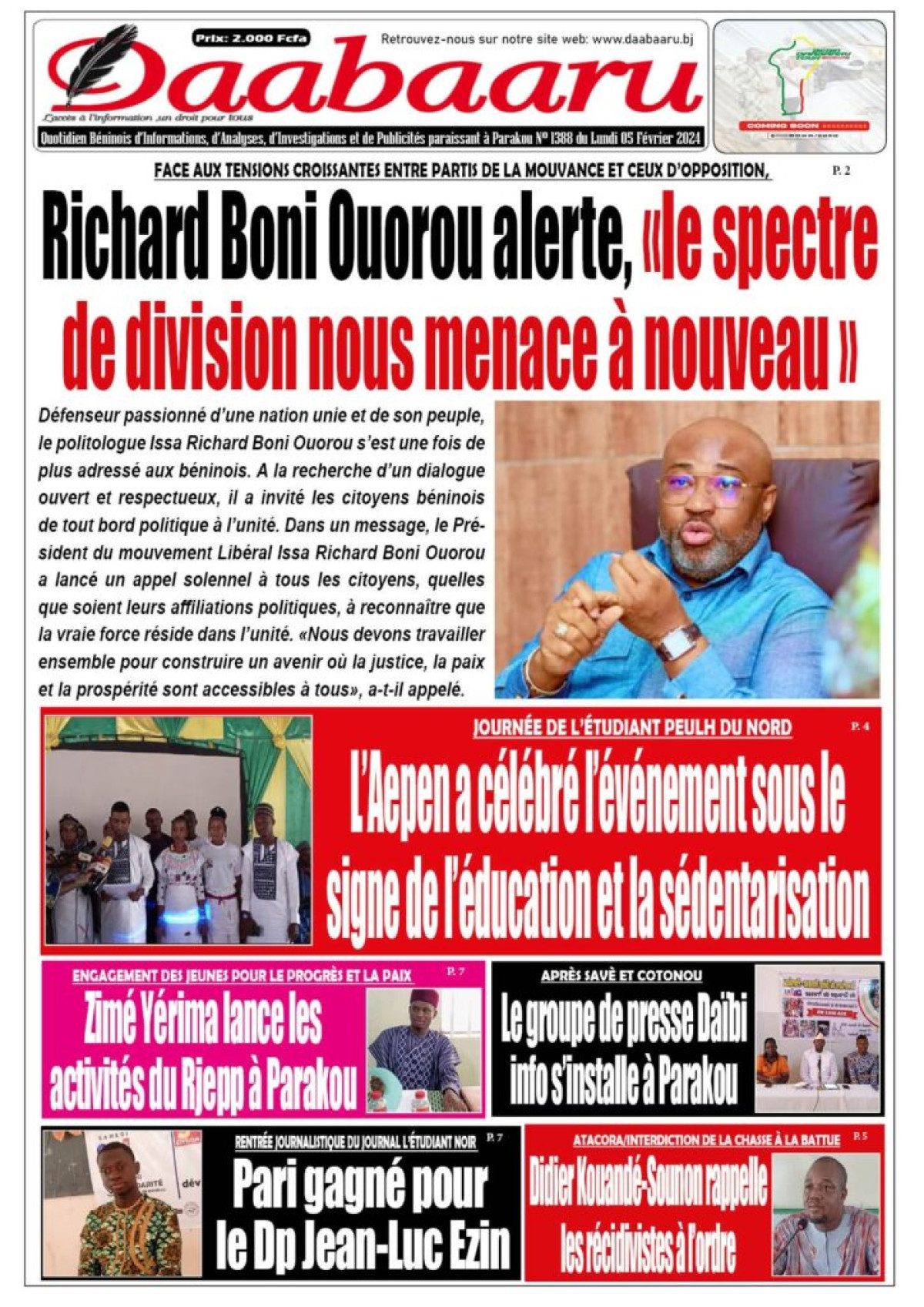 Parution du lundi 05 février 2024