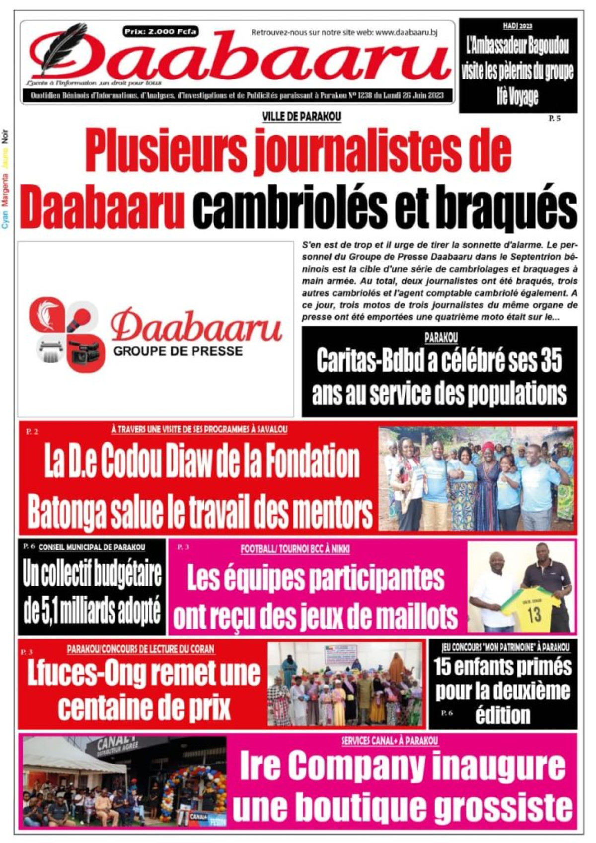 UNE DU LUNDI 26 JUIN 2023