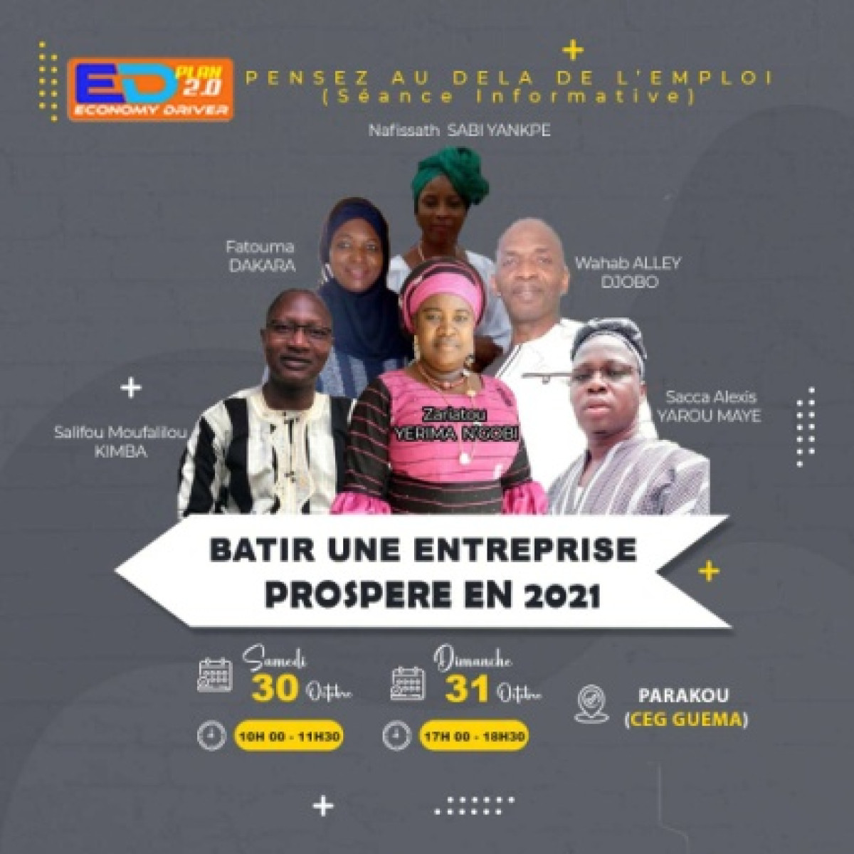 SEANCE D&rsquo;INFORMATION SUR LES AVANTAGES DE L&rsquo;ENTREPRENEURIAT : C&rsquo;est du 30 au 31 octobre prochain au Ceg-Guèma de Parakou
