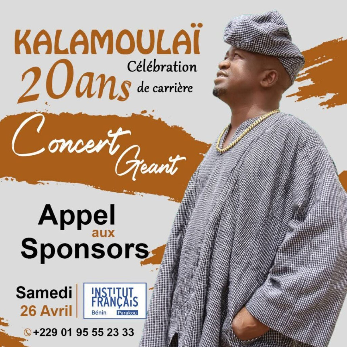 20 ans de carrière du phénomène du septentrion: devenez sponsor du géant concert de l&rsquo;artiste Kalamoulaï 