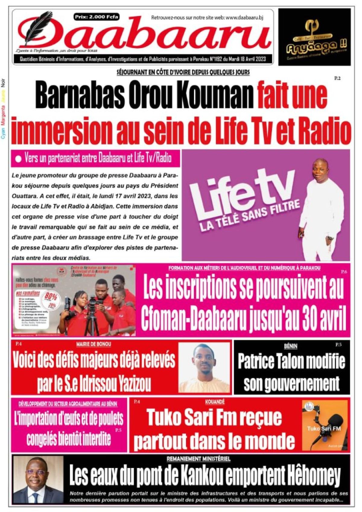 UNE DU MARDI 18 AVRIL 2023