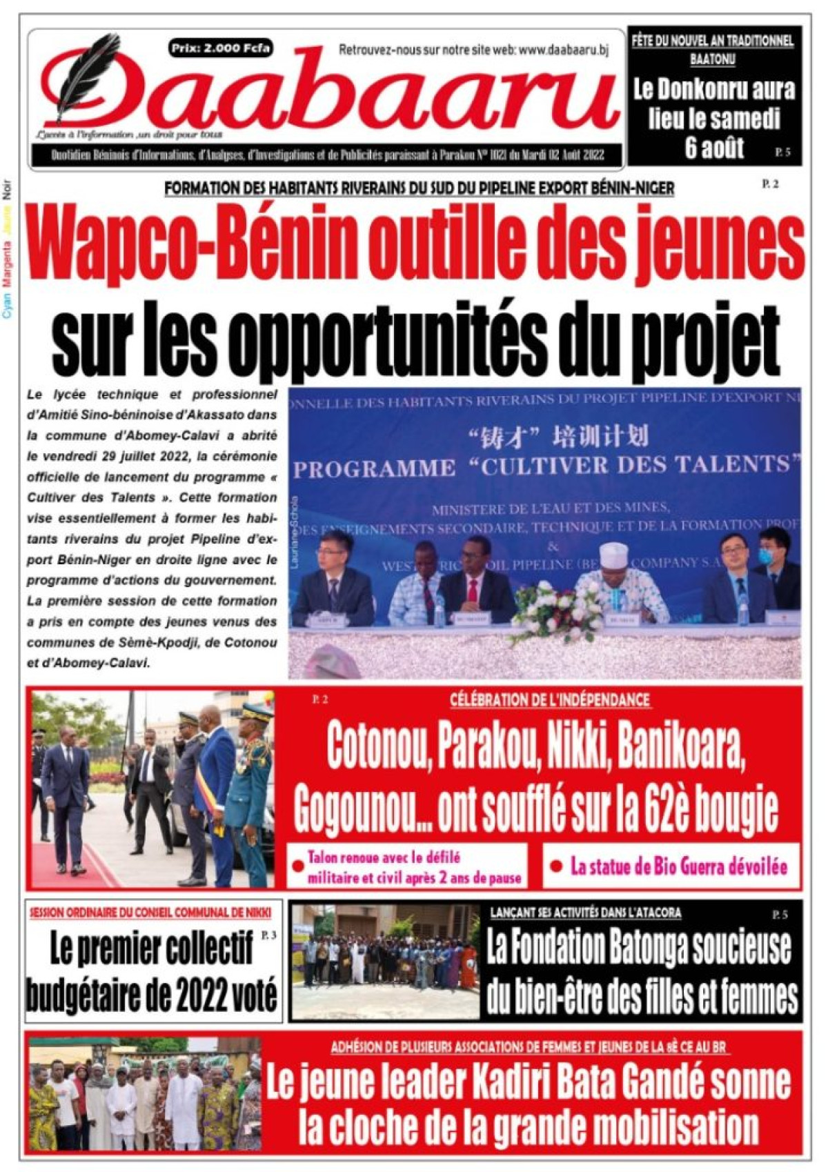 UNE DU MARDI 2 AOUT 2022