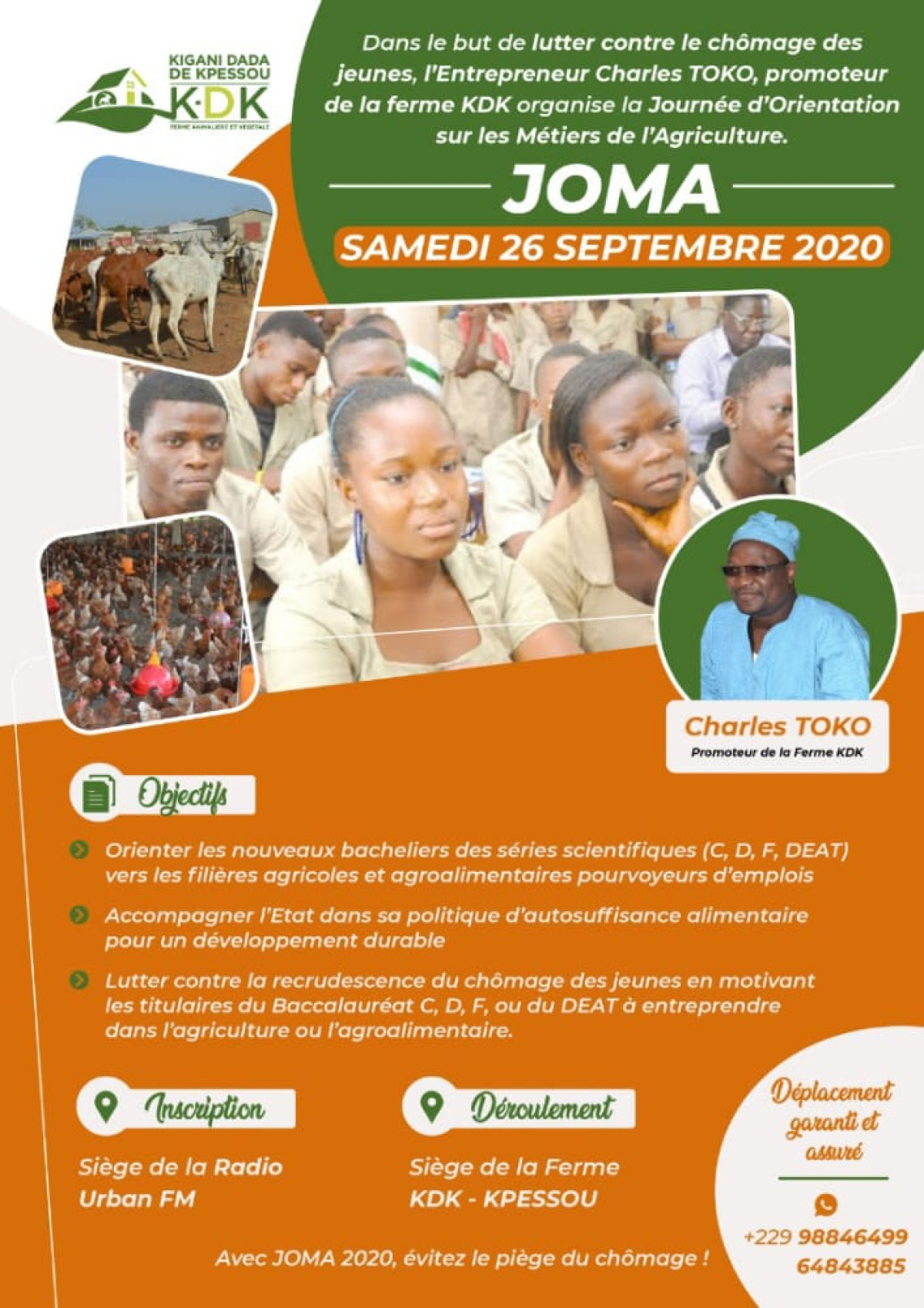 JOURNÉE D&rsquo;ORIENTATION SUR LES METIERS DE L&rsquo;AGRICULTURE (JOMA 2020) : La ferme Kdk indique les filières d&rsquo;avenir aux nouveaux bacheliers