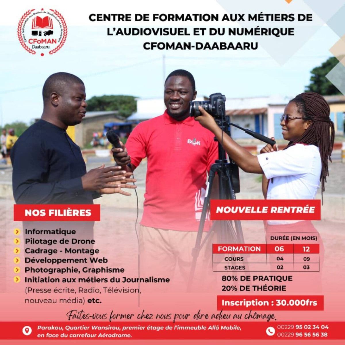 AVEC 12 MOIS DE FORMATION AU CFOMAN-DAABAARU À PARAKOU : Devenez professionnel en pilotage de drone, développement web ou graphisme . Plusieurs autres offres de formation disponibles pour cette nouvelle rentrée