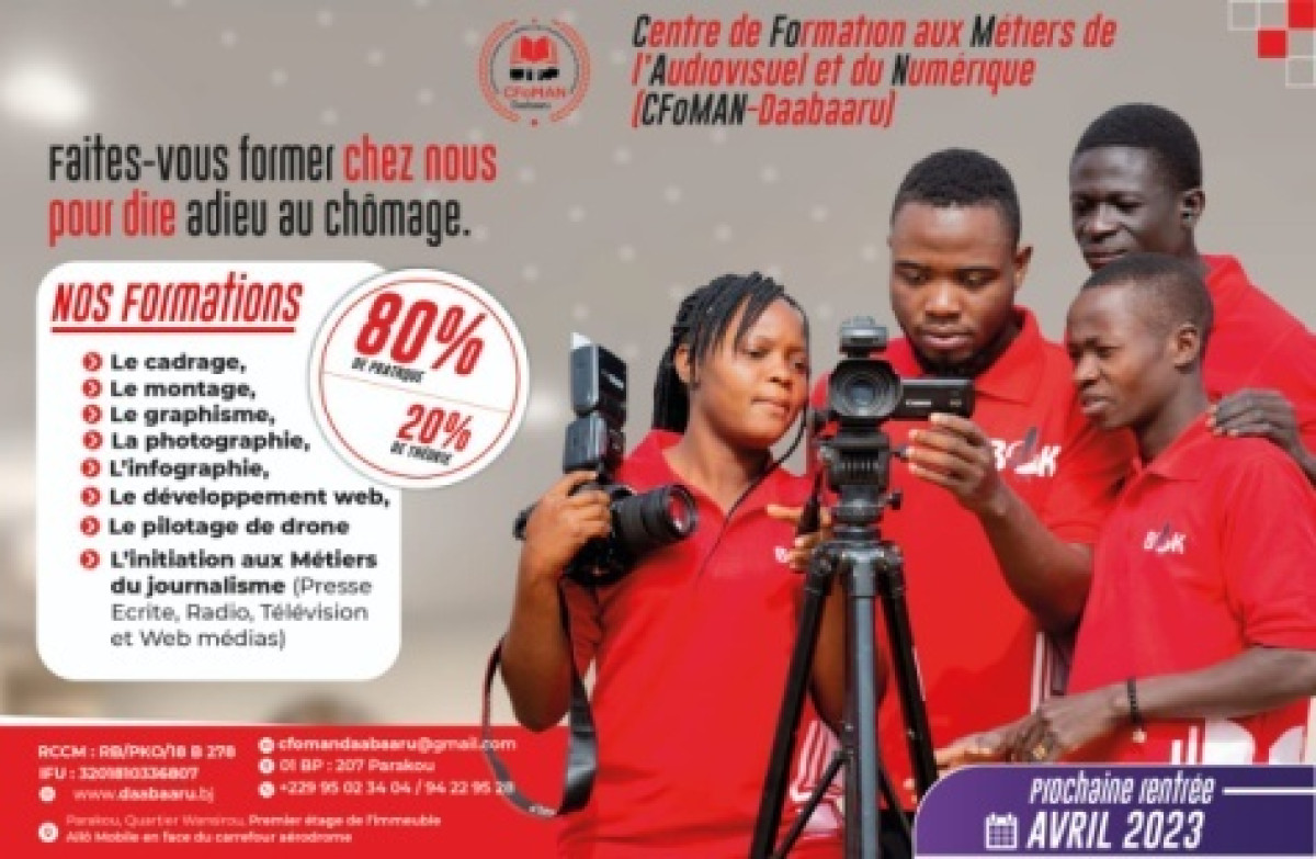 FORMATION DES JEUNES DANS LE DOMAINE DU NUMÉRIQUE ET DE L&rsquo;AUDIOVISUEL À PARAKOU : Le Cfoman-Daabaaru lance les inscriptions pour sa 3è promotion  . Rentrée prochaine en avril