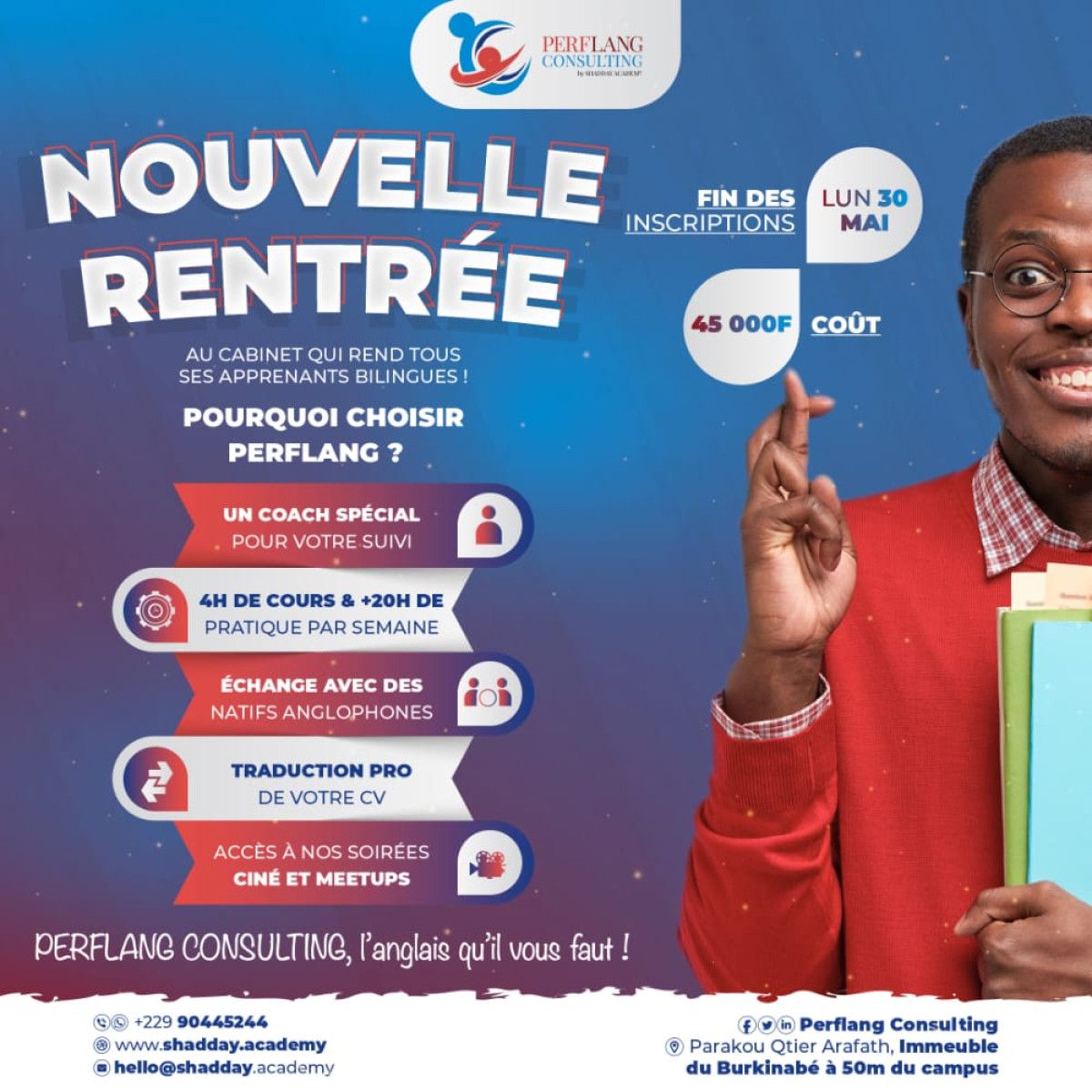 APPRENTISSAGE DE L&rsquo;ANGLAIS À PARAKOU : Le cabinet Perflang Consulting annonce une nouvelle rentrée