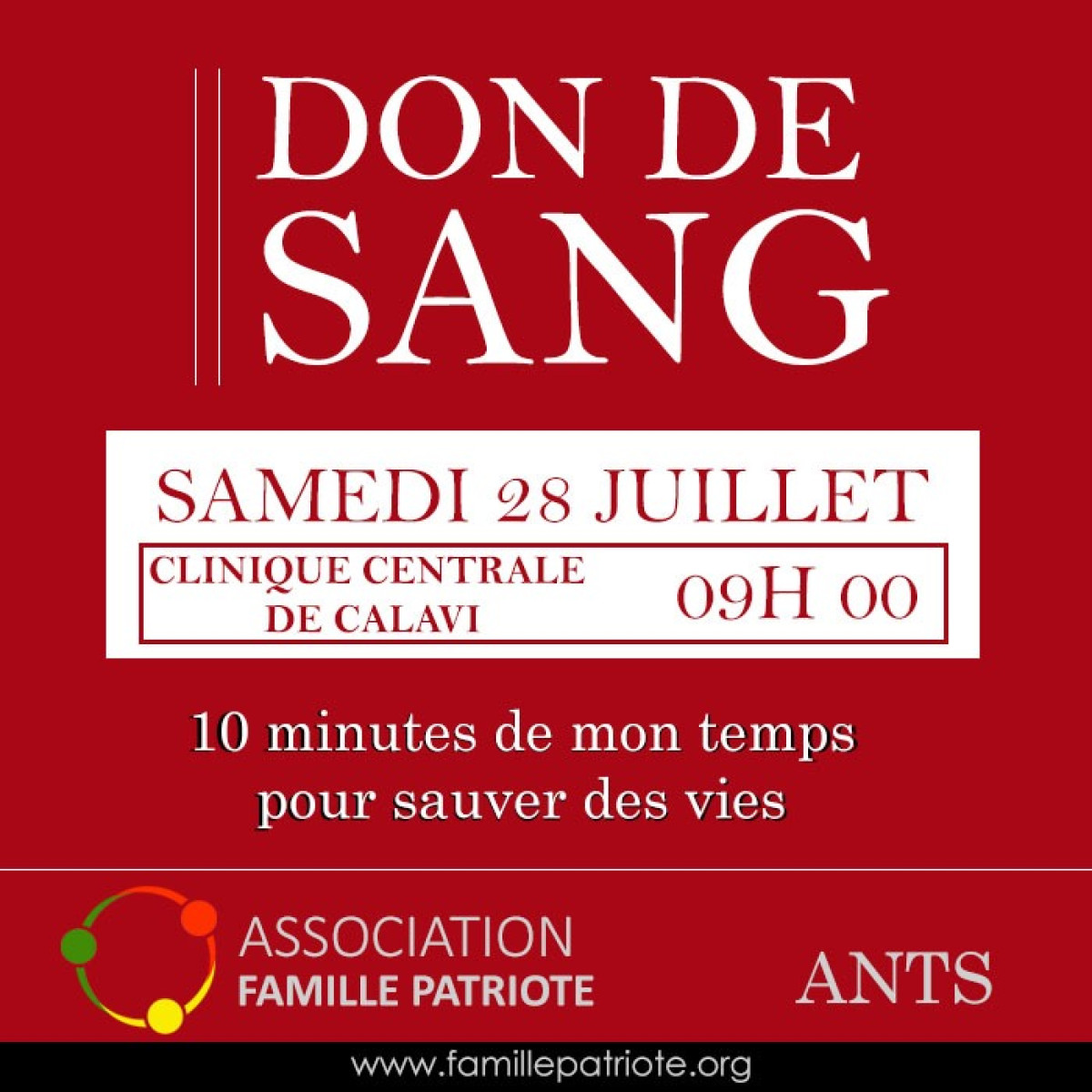 PÉNURIE DE SANG A CALAVI  : L&rsquo;initiative de l&rsquo;association Famille Patriote pour sauver des vies