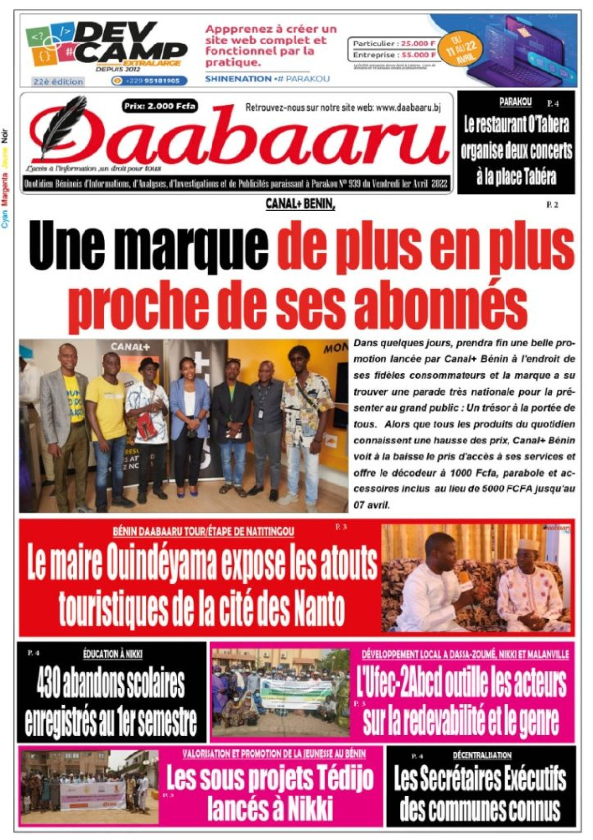 UNE DU VENDREDI 1ER AVRIL 2022