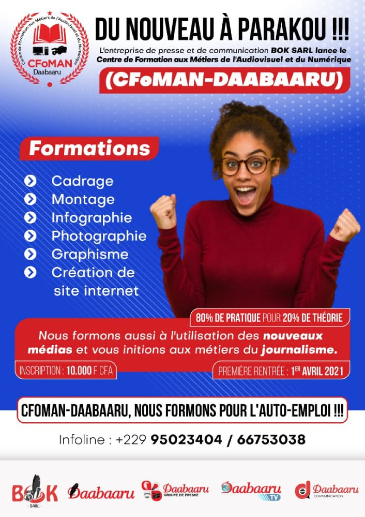 FORMATION DES JEUNES AUX METIERS DE L&rsquo;AUDIOVISUEL ET DU NUMÉRIQUE AU BÉNIN : L&rsquo;entreprise Bok Sarl lance le Cfoman-Daabaaru