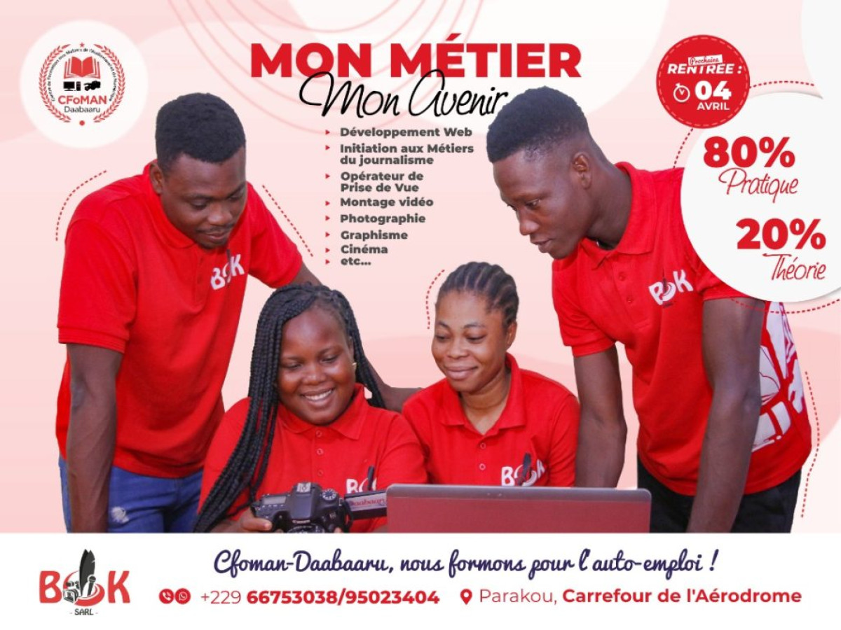 CENTRE DE FORMATION AUX MÉTIERS DE L&rsquo;AUDIOVISUEL ET DU NUMÉRIQUE (CFOMAN-DAABAARU) : Les inscriptions se poursuivent . La rentrée prévue pour le 4 avril prochain