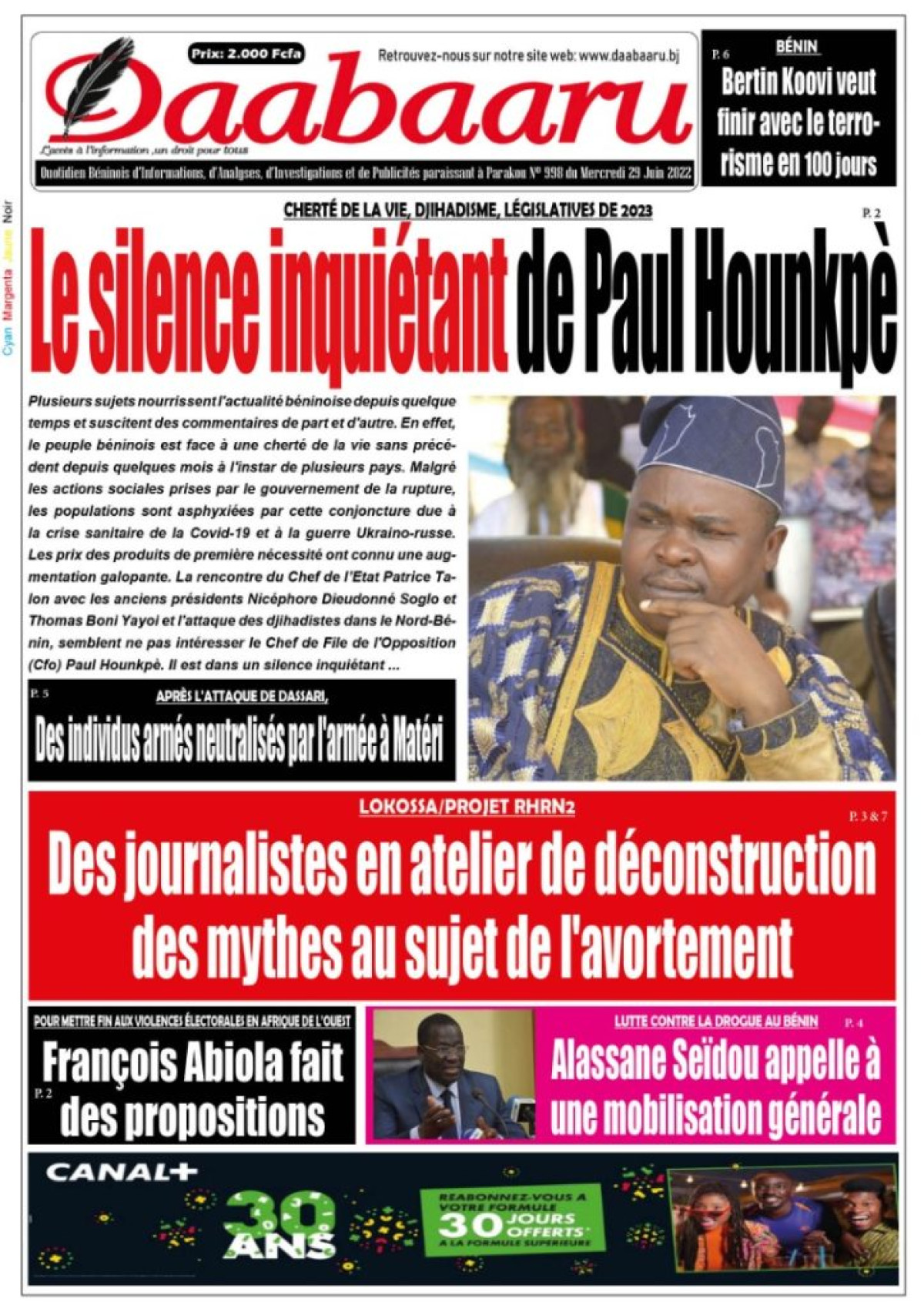 UNE DU MERCREDI 29 JUIN 2022