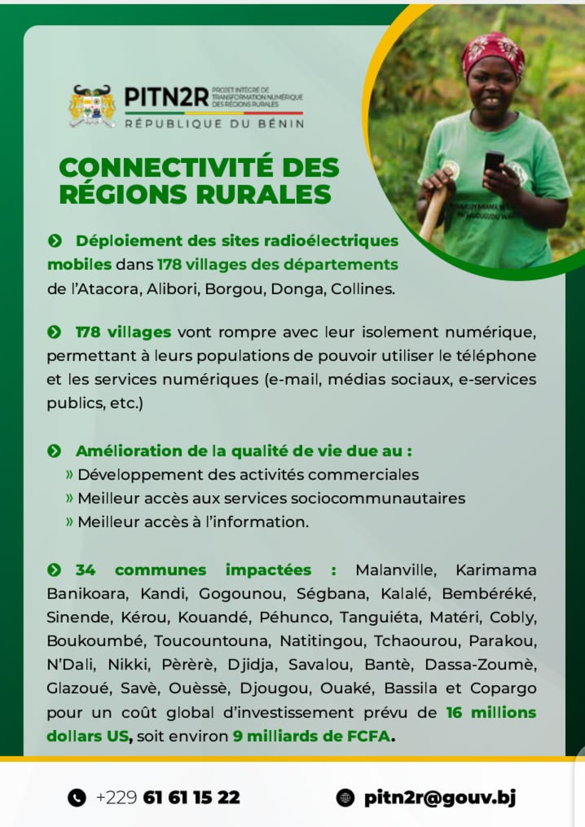 MISE EN ŒUVRE DU PROJET PITN2R AU NORD-BÉNIN : 178 villages accèdent bientôt aux services numériques