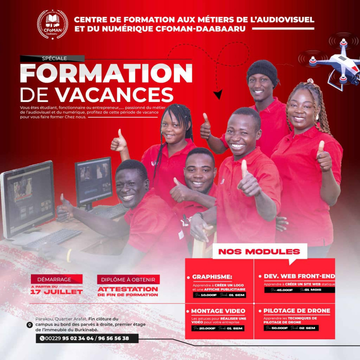 PARAKOU/POUR LES PASSIONNÉS DES MÉTIERS DE L&rsquo;AUDIOVISUEL ET DU NUMÉRIQUE : Cfoman-Daabaaru vous offre des formations à partir de 10 000F cfa . Une opportunité des vacances à ne pas rater
