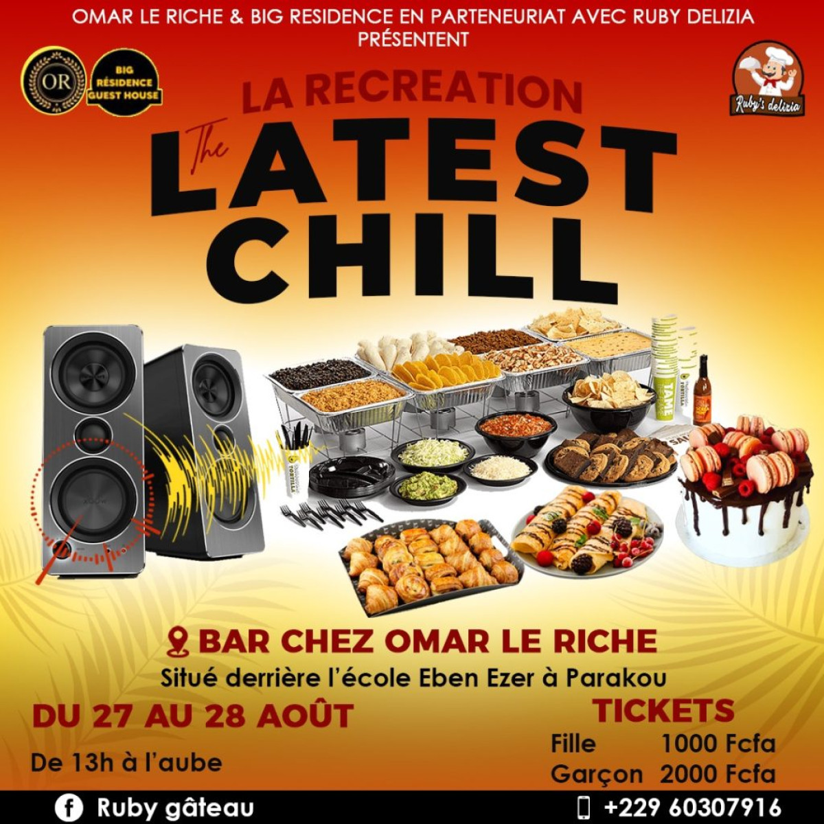 PARAKOU : Omar le Riche et Big résidence offrent un show inédit au public  . Rendez-vous ce soir et demain dimanche 28 août au Bar Chez Omar le Riche