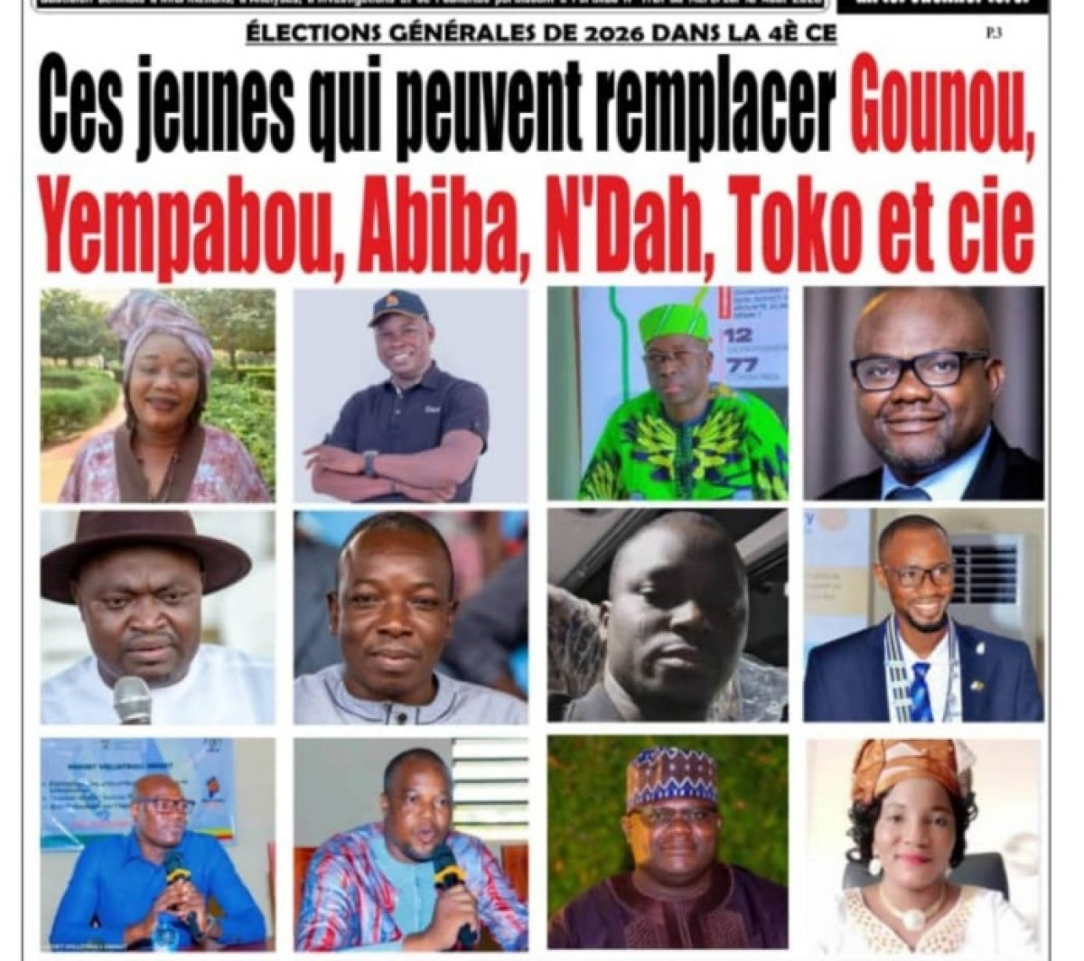 Élections générales de 2026 dans la 4è Ce: ces jeunes qui peuvent remplacer Gounou, Yempabou, Abiba, N'dah, Toko et cie