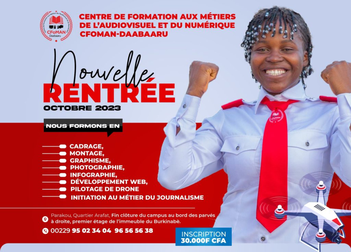 NOUVELLE RENTRÉE AU CENTRE DE FORMATION AUX MÉTIERS DE L&rsquo;AUDIOVISUEL ET DU NUMÉRIQUE : Dites adieu au chômage après 12 mois de pratique  . Les inscriptions ouvertes dès maintenant