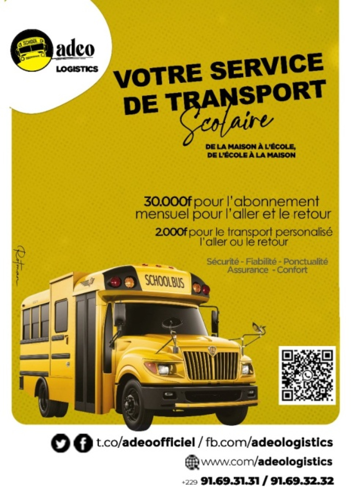 COTONOU/GRÂCE AUX SCHOOL BUS DE ADEO : Assurez le transport de vos enfants de la maison à l&rsquo;école et vice-versa