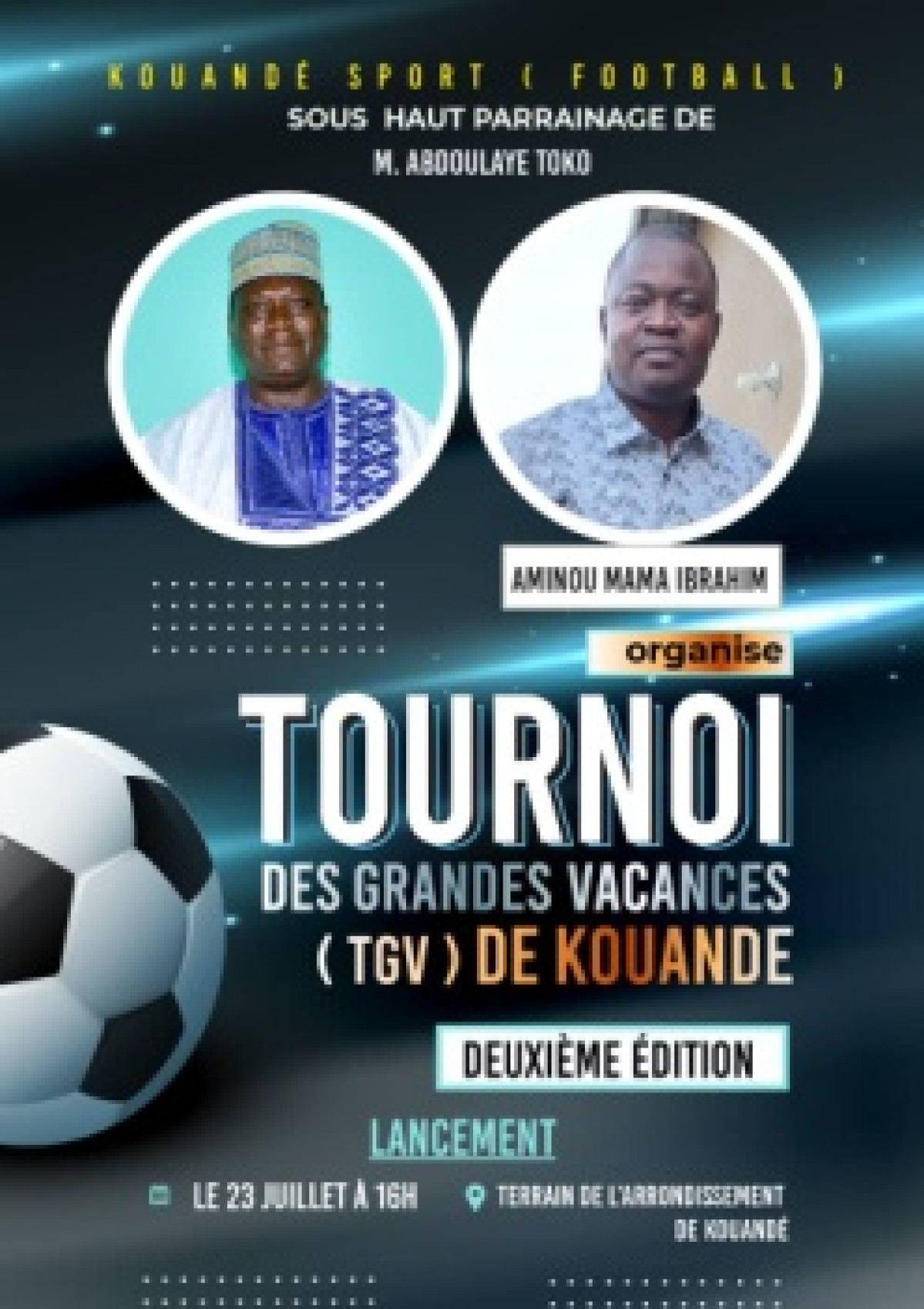 FOOTBALL À KOUANDÉ : Le Tournoi des Grandes Vacances lancé ce 23 juillet