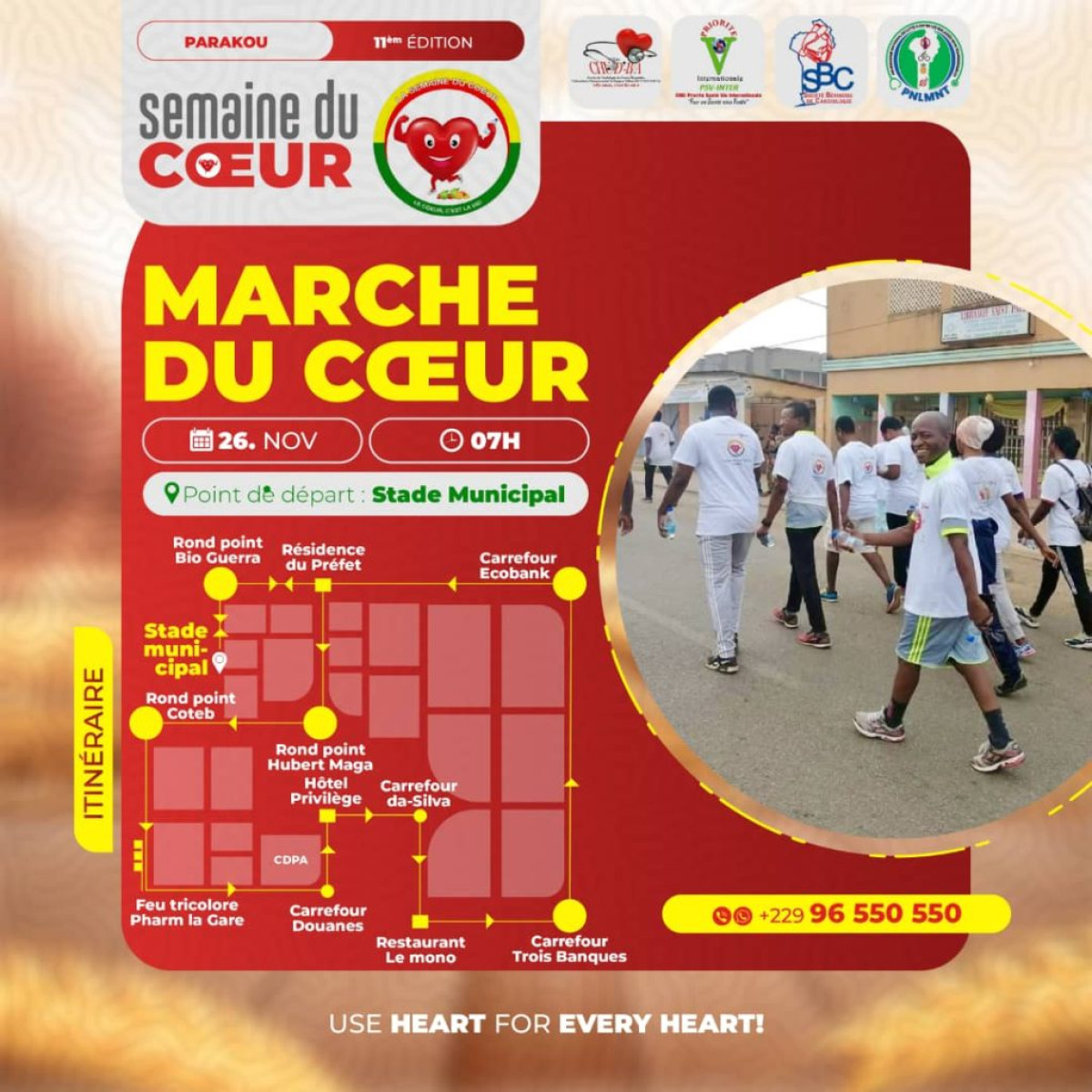 11EME ÉDITION DE LA SEMAINE DU CŒUR À PARAKOU : Le comité d&rsquo;organisation embarque la ville dans une gigantesque marche demain