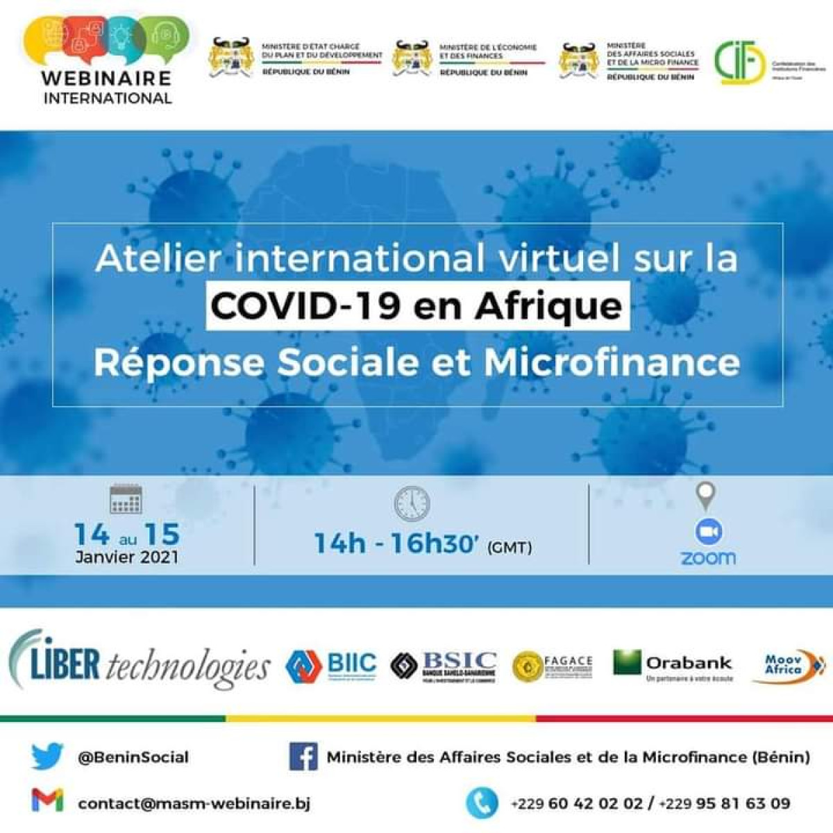 DANS LE BUT DE TROUVER UNE MEILLEURE REPONSE SOCIALE A LA CRISE DE LA COVID-19 : Le gouvernement béninois organise un atelier international ce jour