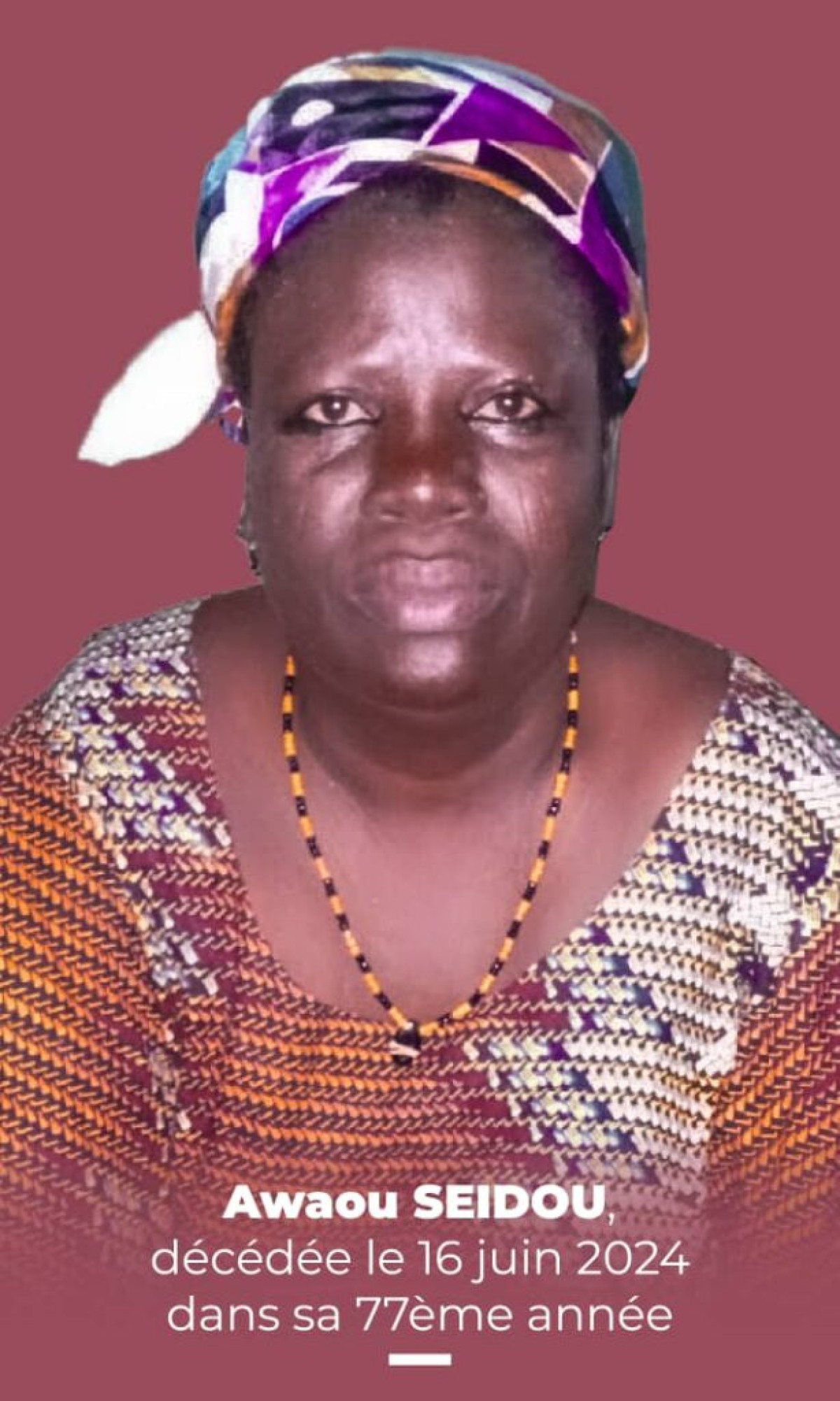 DÉCÈS DE LA MÈRE DU PDG BARNABAS OROU KOUMAN : Les cérémonies de décès prévues ce samedi 22 juin à Sinendé