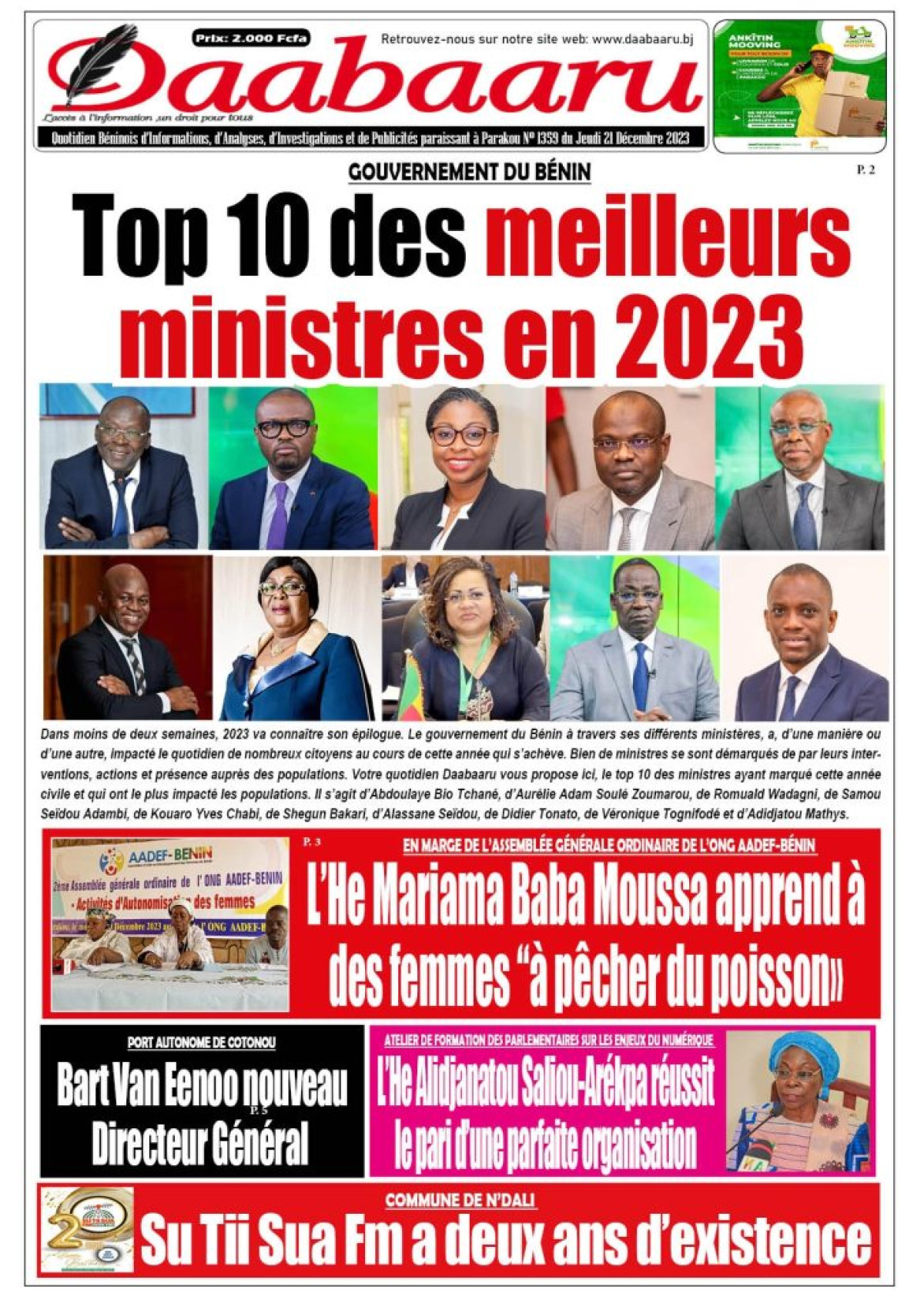 Parution du jeudi 21 décembre 2023