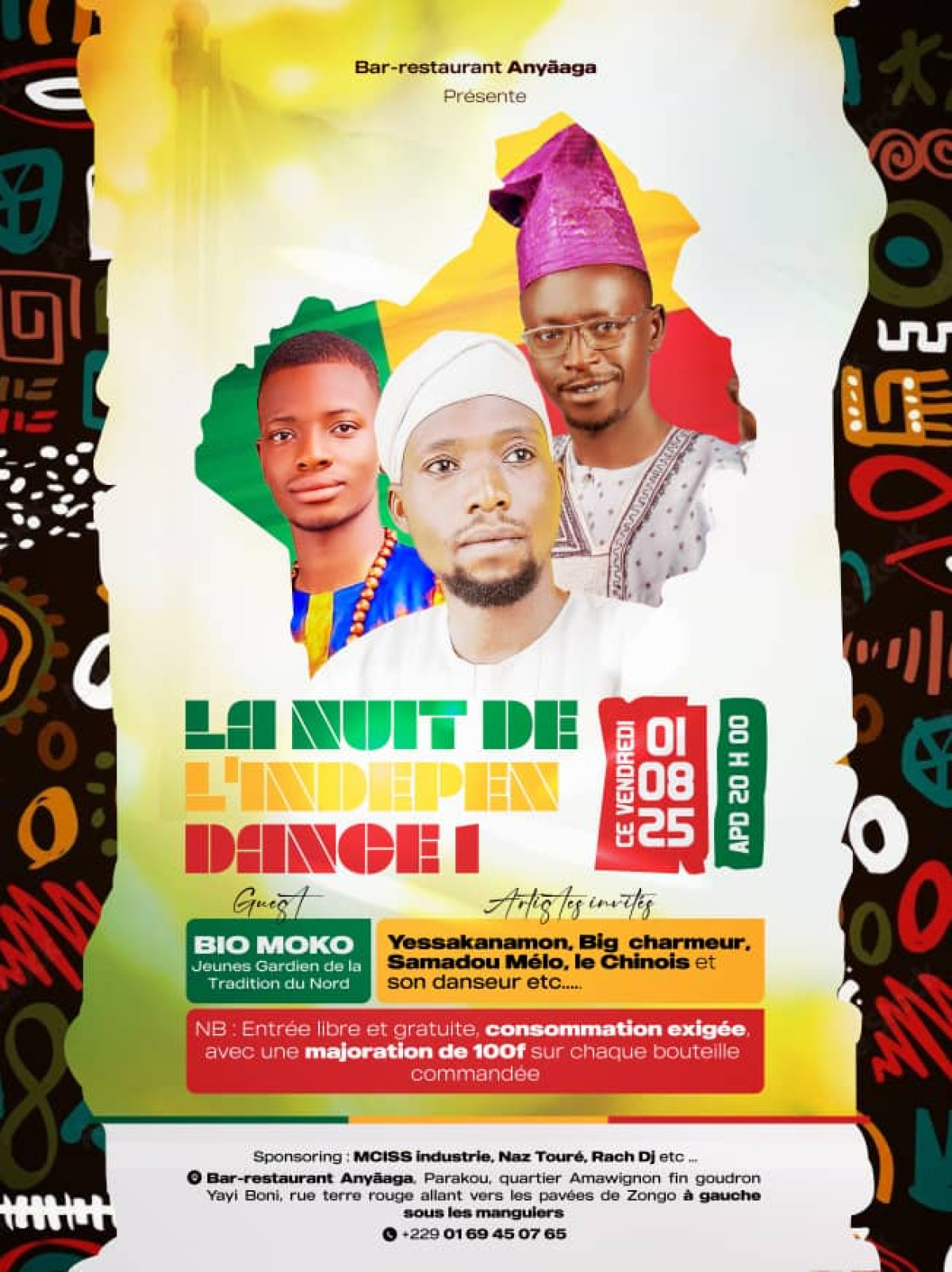 Nuit de l'indépendance à Parakou: vivez une soirée festive le vendredi 1er août 2025 au Bar-Restaurant Anyãaga