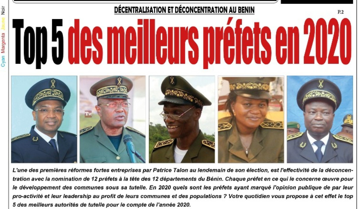 DÉCENTRALISATION ET DÉCONCENTRATION AU BENIN : Top 5 des meilleurs préfets en 2020